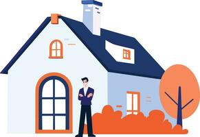 Hand Drawn Real estate agent character in flat style vector