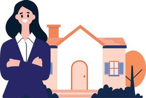 Hand Drawn Real estate agent character in flat style vector
