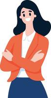 Hand Drawn happy business woman character show confidence in flat style vector