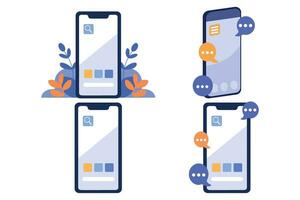 Smartphone concept in UX UI flat style vector