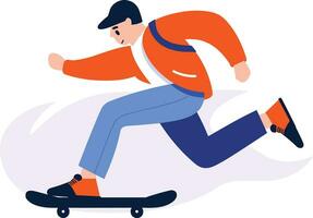 mano dibujado Adolescente caracteres jugando patinetas en plano estilo vector