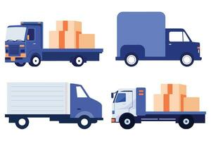 Hand Drawn Trucks for delivery worker in flat style vector