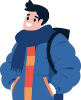 Hand Drawn Characters with sweaters in winter in flat style vector