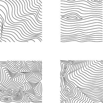 Topography Pattern Square In Abstract Design. Vector Illustration Set.