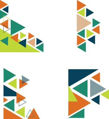 Triangle Corner Shape For Presentation Sheet Background. Isolated Vector Set.