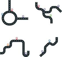 la carretera mapa ruta con ubicación alfiler. aislado vector colocar.