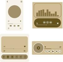 UI Music Player With Interface Design. Vector Illustration Set.