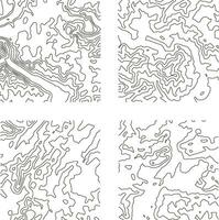 Topography Pattern Square For Map Contour Background. Vector Illustration Set.