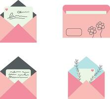 Hand Drawn Cute Envelope Illustration. Isolated Vector Set.