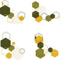 Hexagonal Corner Shape With Geometric Design. Isolated Vector Set.