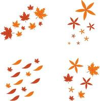 Fallen Autumn Leaves In White Background. Vector Illustration Set.