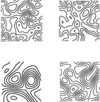 Topography Pattern Square With Doodle Design. Wavy Lines. Vector Illustration Set.