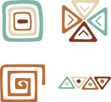 Abstract African Shape In Different Shape. Isolated On White Background. Vector Illustration Set.