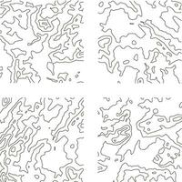 Topography Pattern Square For Map Contour Background. Vector Illustration Set.