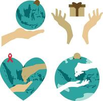 International Day of Charity With Flat Design. Vector Illustration Set.