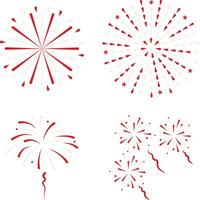 Indonesian Independence Day Fireworks For Template Elements. Isolated Vector Set.