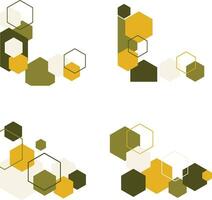 Hexagonal Corner Shape With Geometric Design. Isolated Vector Set.