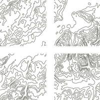 Topography Pattern Square For Map Contour Background. Vector Illustration Set.