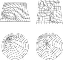 Futuristic Wireframe Shape With Wave Lines. Isolated Vector Set.