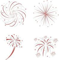 Indonesian Independence Day Firework With Simple Shape. Vector Illustration Set.