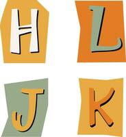 Ransom Note Cut Out Alphabet With Anonymous Design Style. Vector Illustration Set.