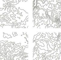 Topography Pattern Square For Map Contour Background. Vector Illustration Set.