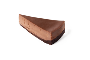 Slice of chocolate cheesecake on white background isolated or invisible  top view png