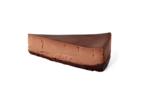 Slice of chocolate cheesecake on white or invisible background isolated png