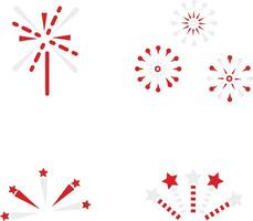 Indonesia Independence Day Firework With Simple Design. Vector Illustration Set.