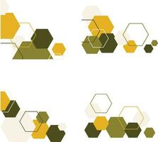 Hexagonal Corner Shape With Geometric Design. Isolated Vector Set.