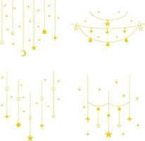 New Year Decoration For Template Background. Vector Illustration Set.