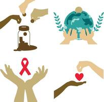 International Day of Charity With Flat Design. Vector Illustration Set.