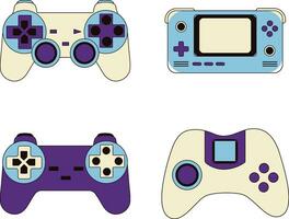 Retro Game Console In White Background. Vector Illustration Set.