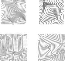 Hand Drawn Topography Pattern Square. Vector Illustration Set.