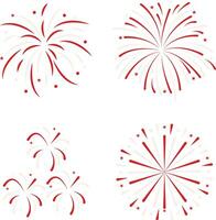 Indonesian Independence Day Fireworks For Template Elements. Isolated Vector Set.