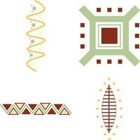 Abstract African Shape With Doodle Design Style. Vector Illustration Set.