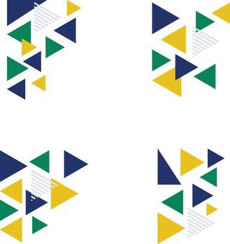 Triangle Corner Shape With Colorful Design. Isolated Vector Set.