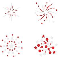 Indonesia Independence Day Firework With Simple Design. Vector Illustration Set.