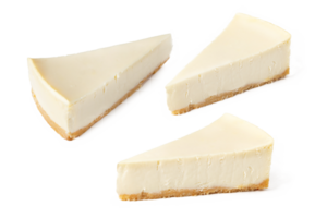 ensemble pack de différent angles tranches de classique cheesecake Nouveau york vanille sur blanc ou invisible Contexte isolé png