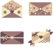 Cute Envelope Illustration With Different Decoration. Isolated Vector Set.