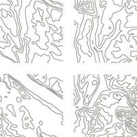 Topography Pattern Square For Map Contour Background. Vector Illustration Set.