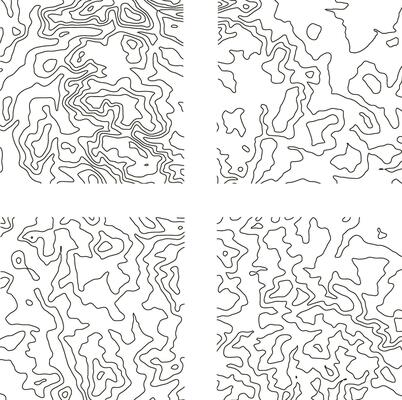 Topography Pattern Square For Map Contour Background. Vector Illustration Set.