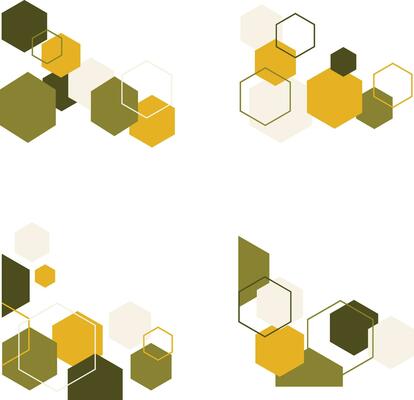 Hexagonal Corner Shape With Geometric Design. Isolated Vector Set.
