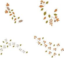 Fallen Autumn Leaves With Colorful Concept. Foliage Background. Vector Illustration Set.