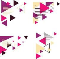 Triangle Corner Shape With Abstract Design. Isolated On White Background. Vector Illustration Set.