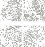 Topography Pattern Square For Map Contour Background. Vector Illustration Set.