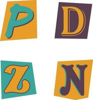 Ransom Note Cut Alphabet In Different Typeface. Isolated Vector Set.