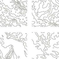 Topography Pattern Square For Map Contour Background. Vector Illustration Set.