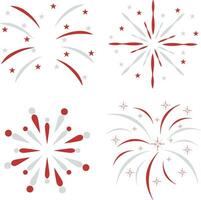 Indonesian Independence Day Firework With Simple Shape. Vector Illustration Set.
