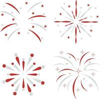 Indonesian Independence Day Firework With Simple Shape. Vector Illustration Set.